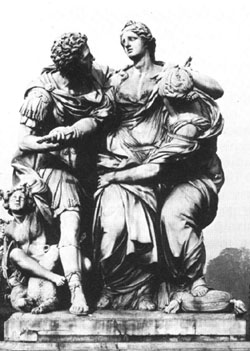 Pierre Le Pautre et J.-B. Thodon,
Arria et Poetus, ou
La mort de Lucrce (1691).
Groupe en marbre, H. 2,65 m.
Jardin des Tuileries.
Photo Giraudon