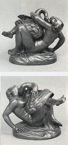 Jean-Jacque Feuchère
(ou James Pradier?),
Léda et le cygne.
Bronze, H. 18, L. 22,5, P. 12,5 cm.
Coll. particulière.