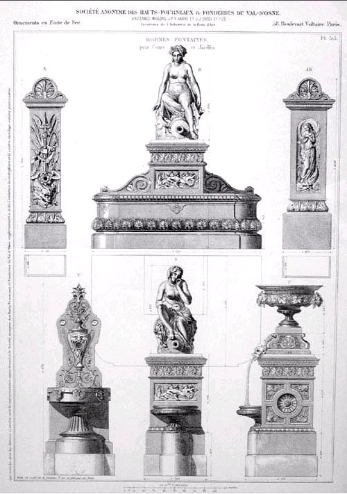 Bornes-fontaines pour cours et jardins
Fonderie du Val d'Osne
Album N° 2 - Fontes d'Art, pl. 515